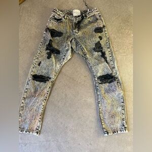 One Teaspoon Saints Gray Acid Wash Distressed Boyfriend Jeans